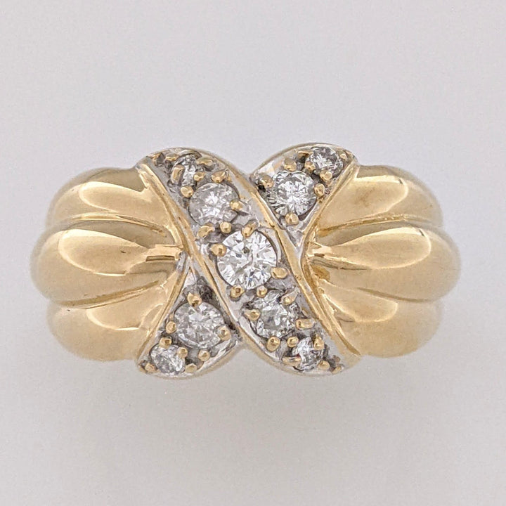 14K .51CTW I1 I DIAMOND ROUND (9) "X" ESTATE BAND 7.0 GRAMS