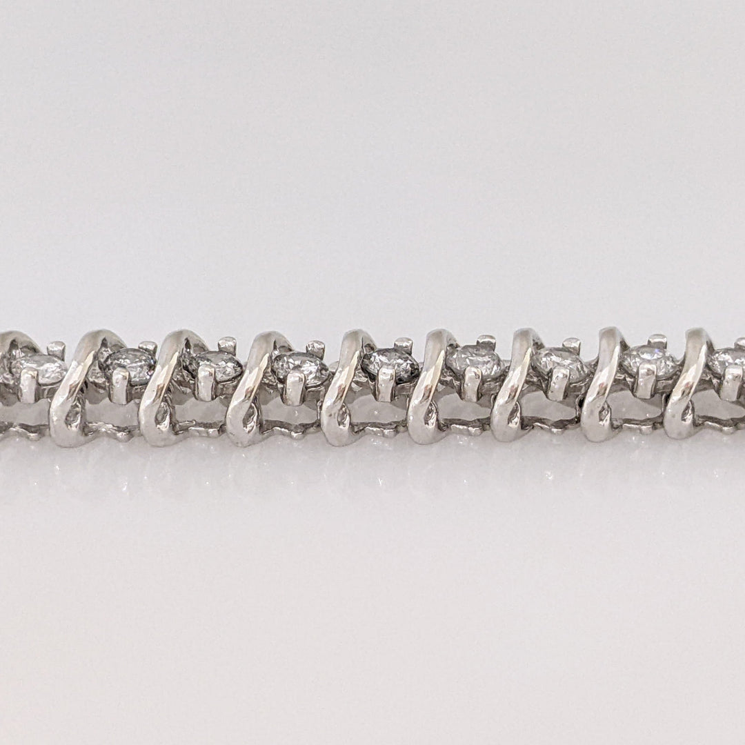 10K WHITE 4.00CTW I2 G DIAMOND ROUND (40) ESTATE BRACELET 14.0 GRAMS