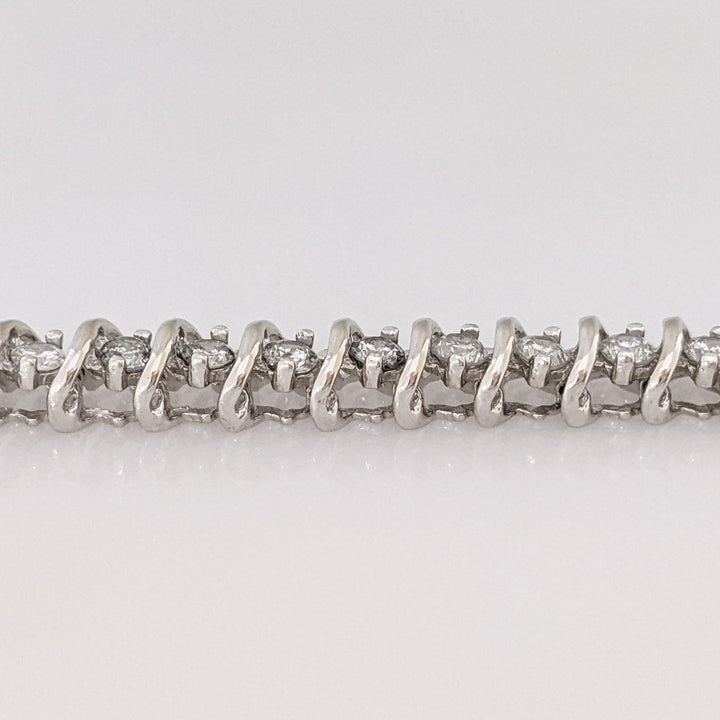 10K WHITE 4.00CTW I2 G DIAMOND ROUND (40) ESTATE BRACELET 14.0 GRAMS