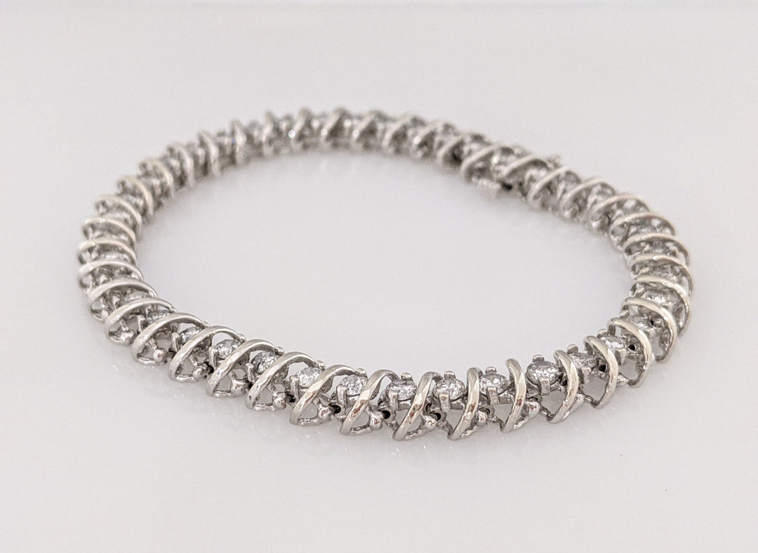 10K WHITE 4.00CTW I2 G DIAMOND ROUND (40) ESTATE BRACELET 14.0 GRAMS