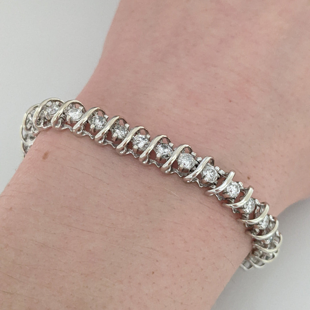 10K WHITE 4.00CTW I2 G DIAMOND ROUND (40) ESTATE BRACELET 14.0 GRAMS