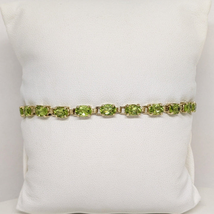 10K PERIDOT OVAL (22) 4X6 ESTATE BRACELET 6.9 GRAMS