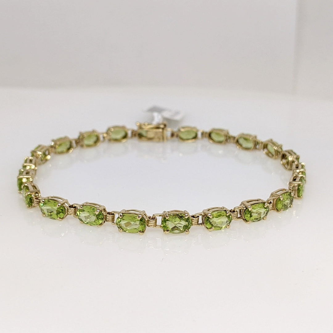 10K PERIDOT OVAL (22) 4X6 ESTATE BRACELET 6.9 GRAMS