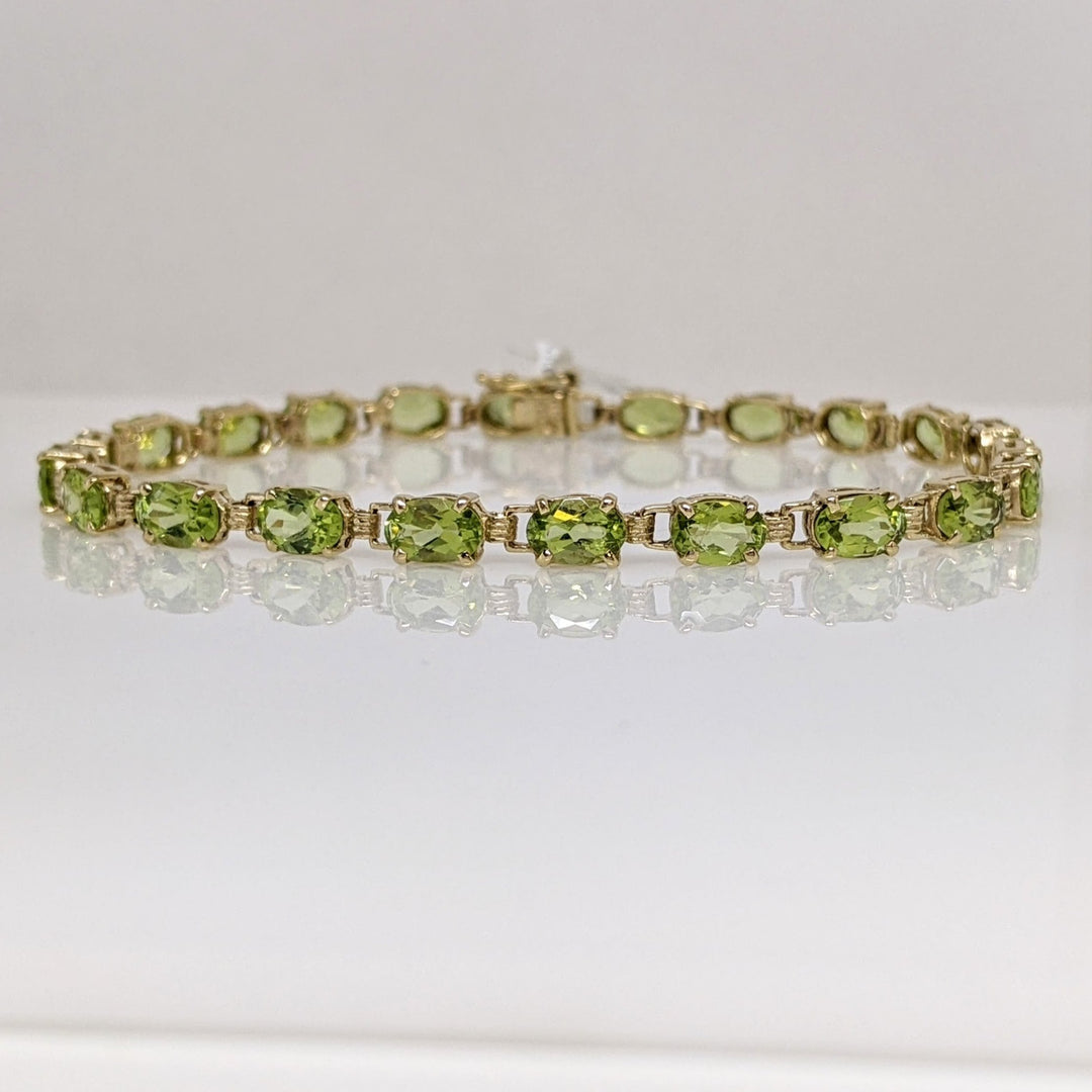 10K PERIDOT OVAL (22) 4X6 ESTATE BRACELET 6.9 GRAMS