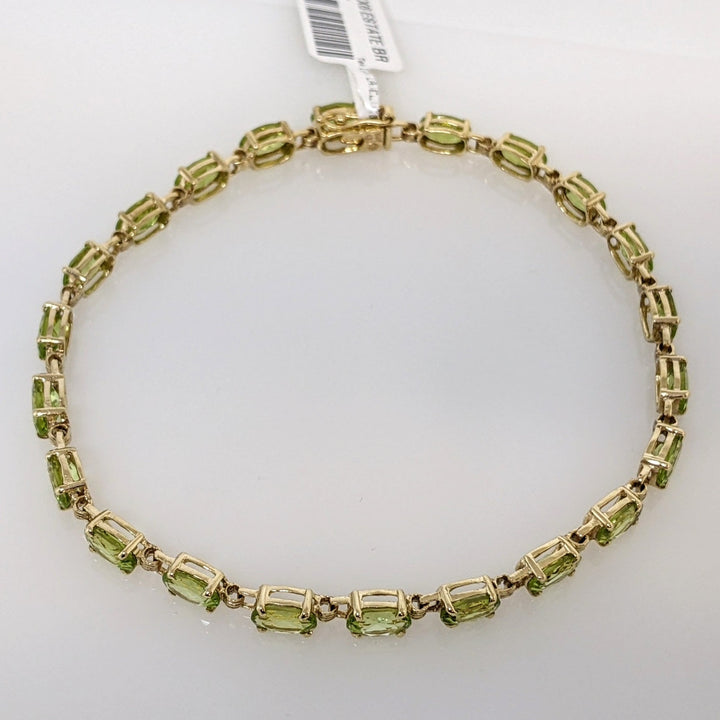 10K PERIDOT OVAL (22) 4X6 ESTATE BRACELET 6.9 GRAMS