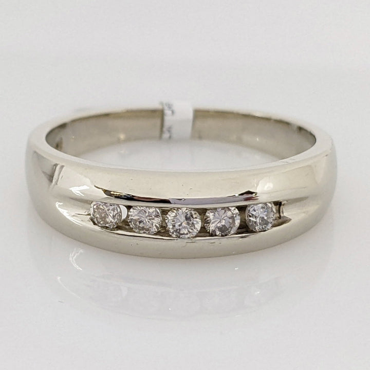 14K WHITE .25CTW I1 K DIAMOND ROUND (5) ESTATE CHANNEL SET BAND 5.5 GRAMS