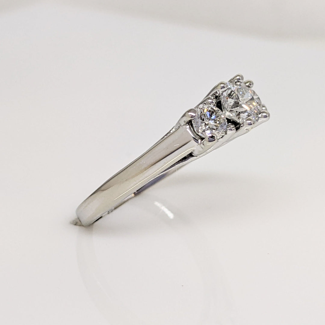 14K WHITE .90CTW I1-I2 I-K DIAMOND ROUND (3) ESTATE TRINITY RING 4.0 GRAMS