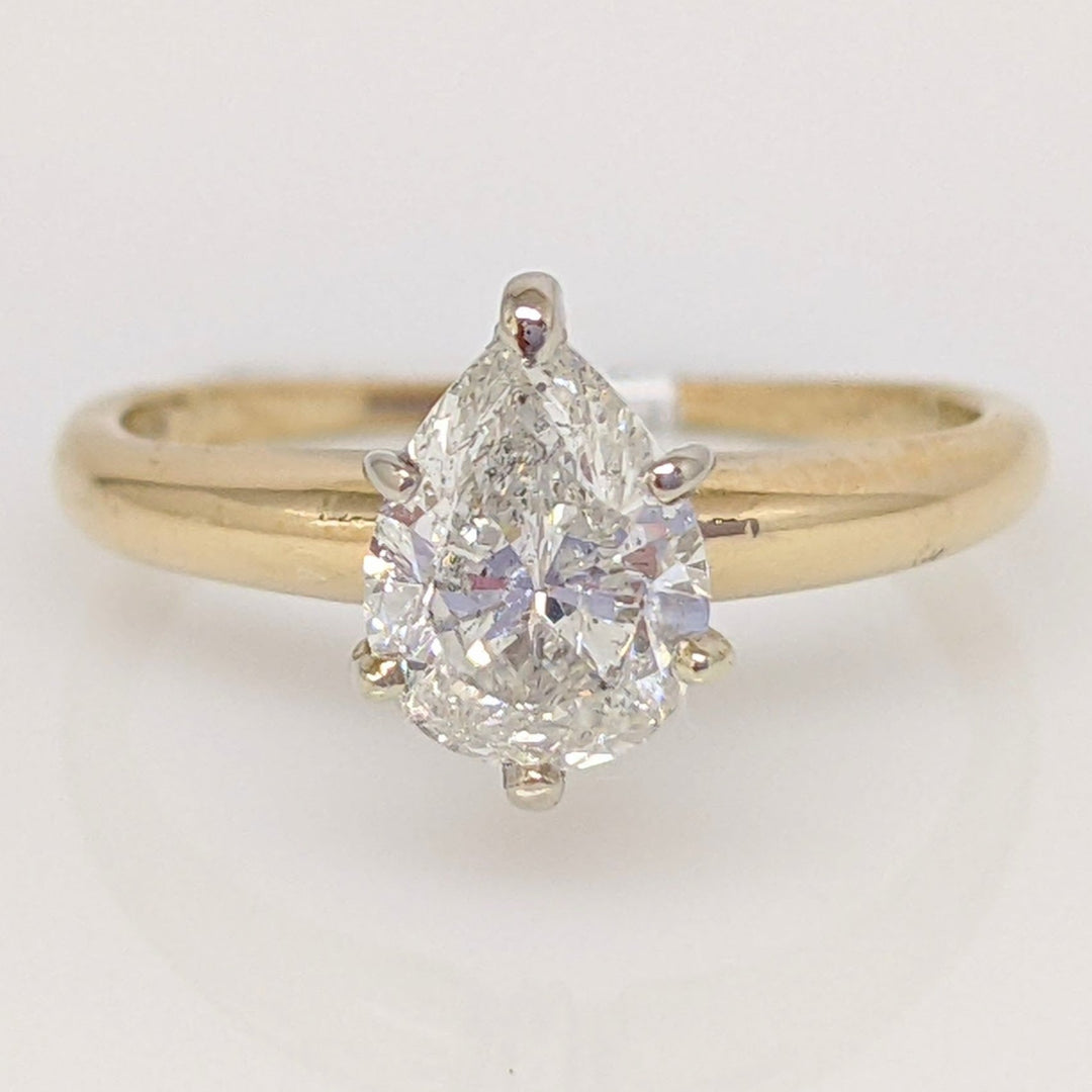 14k .80 CARAT TOTAL I1 H DIAMOND PEAR ESTATE RING 1.9 GRAMS