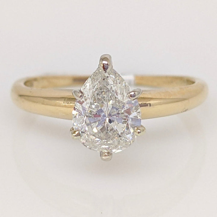 14k .80 CARAT TOTAL I1 H DIAMOND PEAR ESTATE RING 1.8 GRAMS