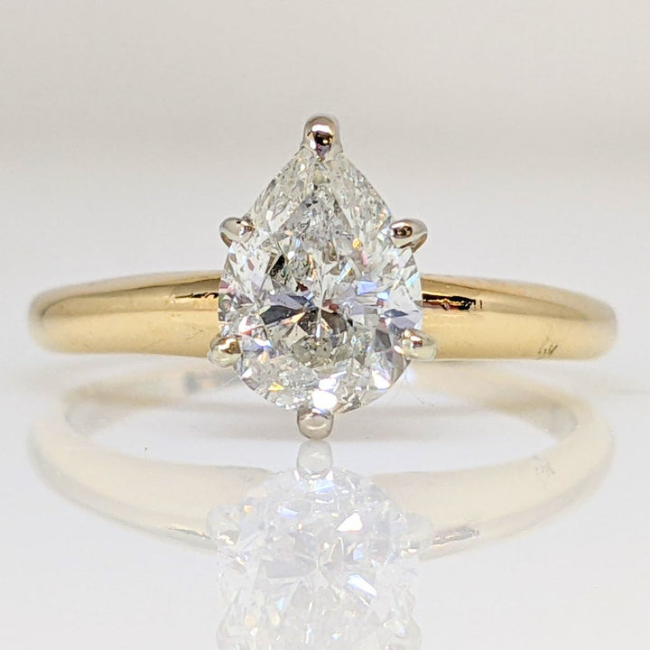 14k .80 CARAT TOTAL I1 H DIAMOND PEAR ESTATE RING 1.8 GRAMS