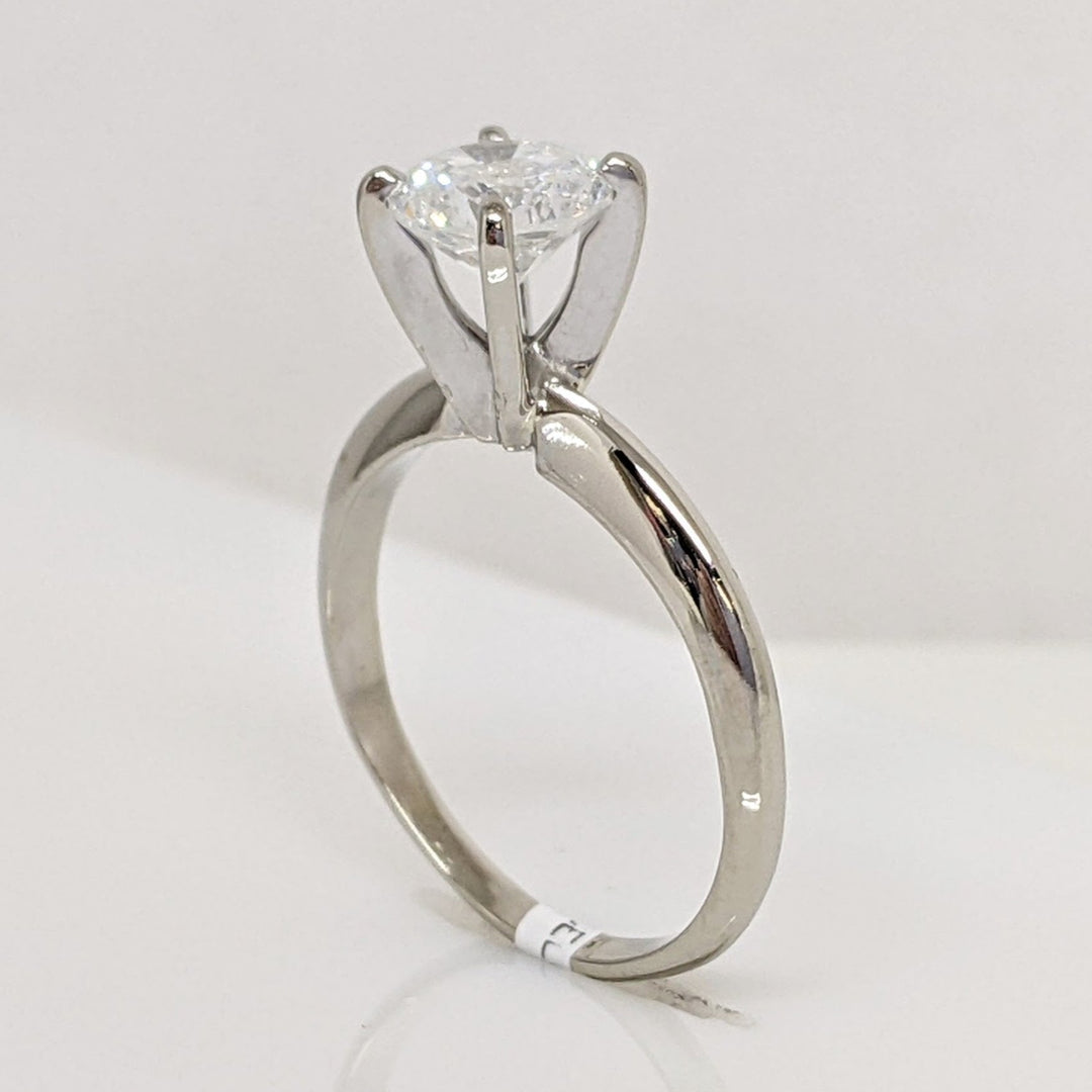 14K WHITE .87 CARAT TOTAL I1 G DIAMOND ROUND SOLITAIRE ESTATE RING 2.2 GRAMS