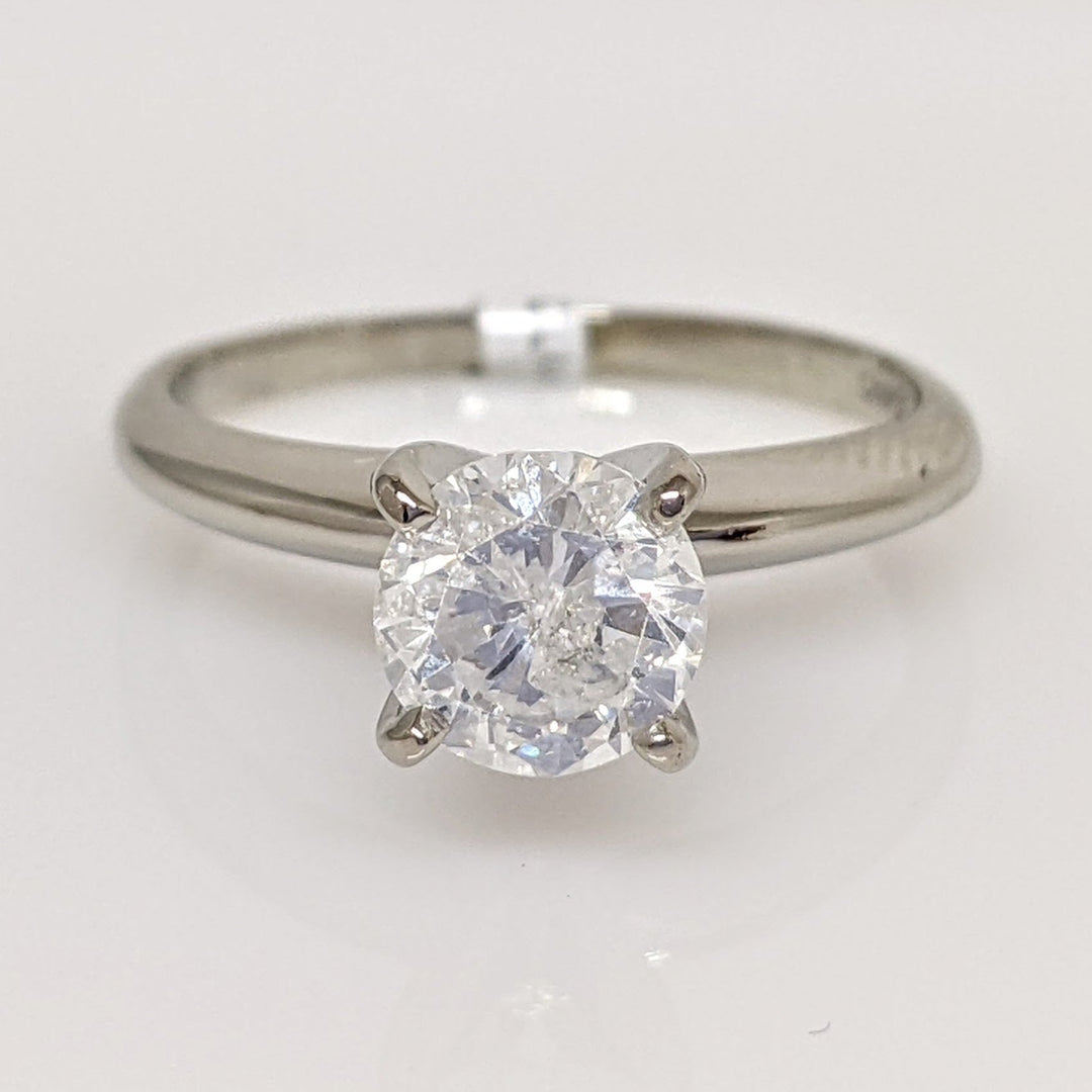 14K WHITE .87 CARAT TOTAL I1 G DIAMOND ROUND SOLITAIRE ESTATE RING 2.2 GRAMS