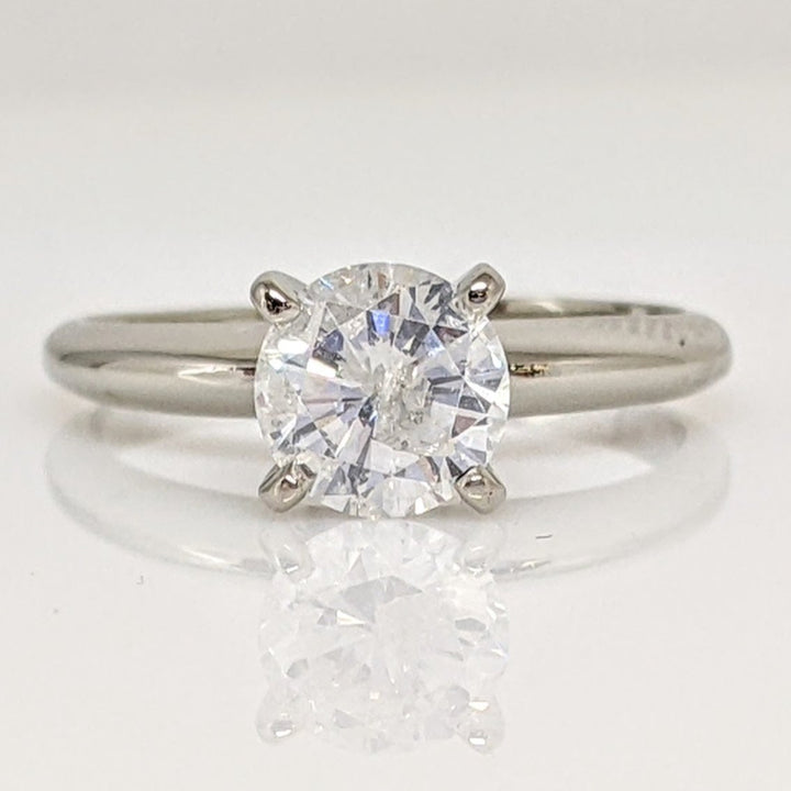 14K WHITE .87 CARAT TOTAL I1 G DIAMOND ROUND SOLITAIRE ESTATE RING 2.2 GRAMS