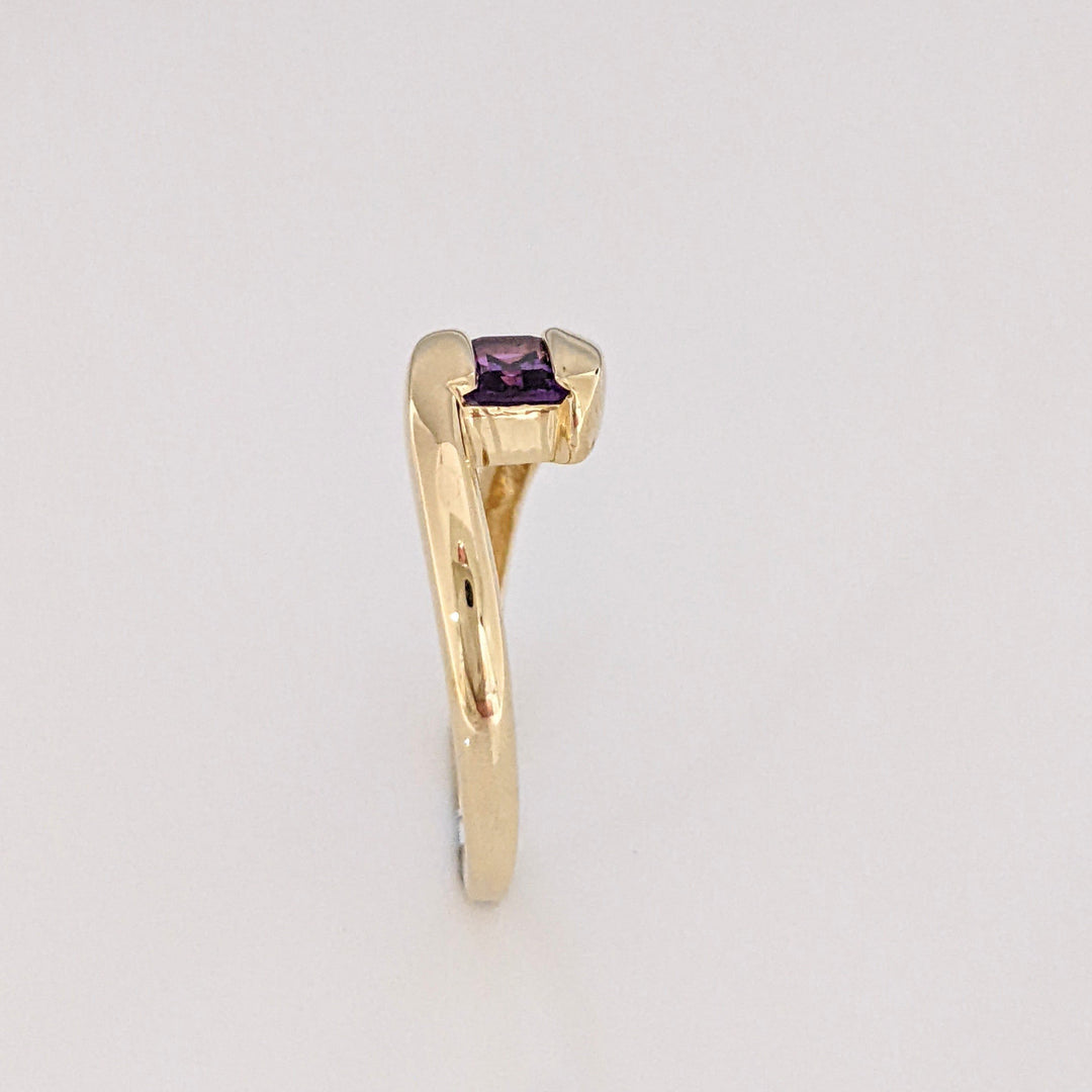 14K AMETHYST EMERALD CUT 3X6MM TENSION BYPASS ESTATE RING 2.1 GRAMS