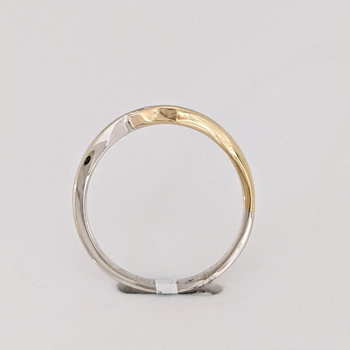 14K TWO-TONE .08CTW DIAMOND ROUND (3) BYPASS ESTATE RING 1.9 GRAMS