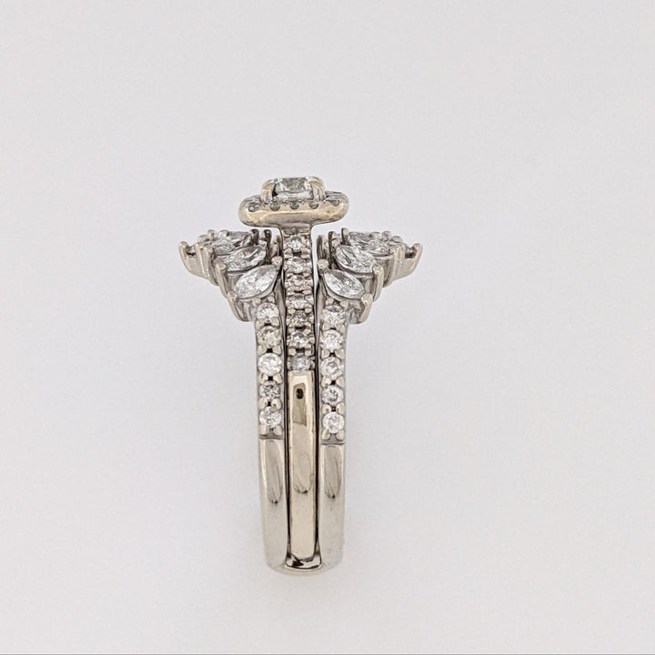 14K/ 10K WHITE 1.30CTW SI2 I DIAMOND ROUND (53) MARQUISE (12) ESTATE RING 6.6 GRAMS