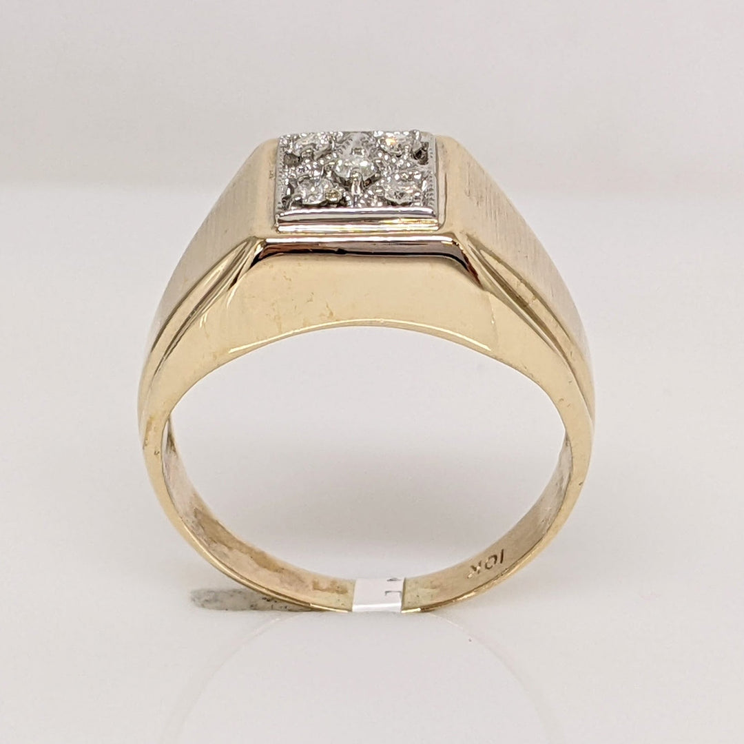 10K DIAMOND ROUND (5) SQUARE TOP ESTATE RING 5.2 GRAMS