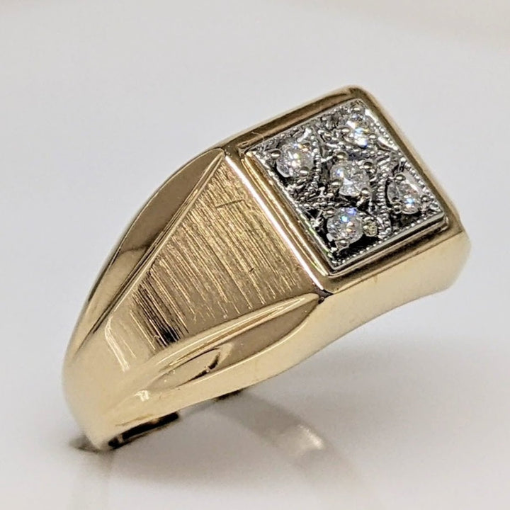 10K DIAMOND ROUND (5) SQUARE TOP ESTATE RING 5.2 GRAMS