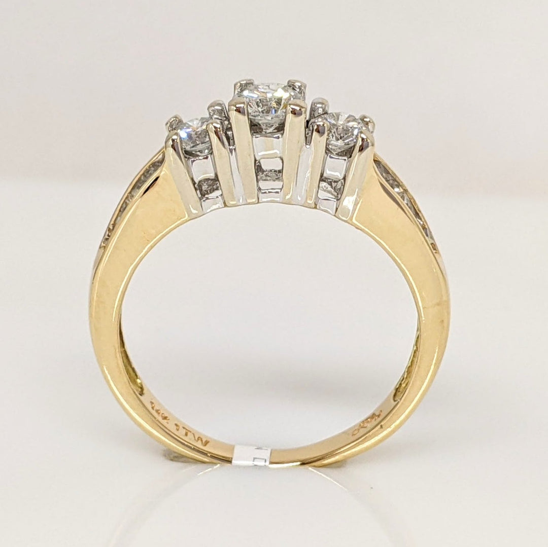 14K .86CTW I1 I DIAMOND ROUND (9) ESTATE TRINITY RING 4.4 GRAMS