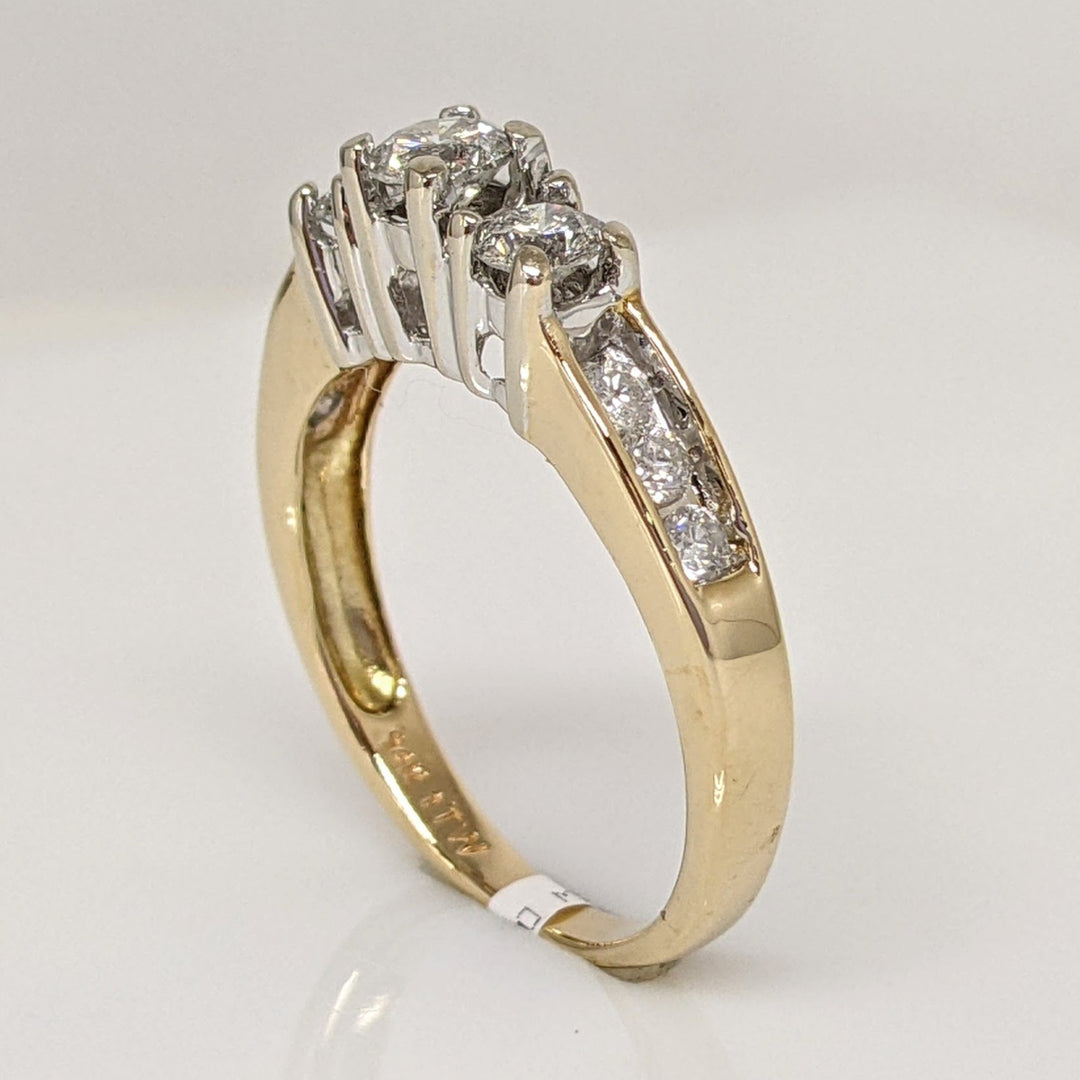 14K .86CTW I1 I DIAMOND ROUND (9) ESTATE TRINITY RING 4.4 GRAMS