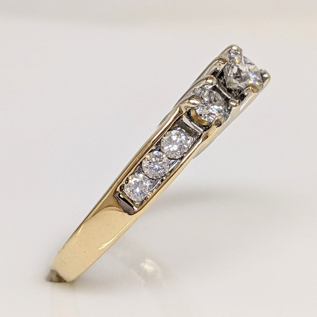 14K .86CTW I1 I DIAMOND ROUND (9) ESTATE TRINITY RING 4.4 GRAMS