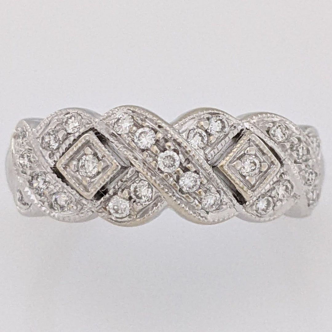 14KW .25 CARAT TOTAL WEIGHT DIAMOND ROUND (25) X-STYLE ESTATE BAND 4.8 GRAMS