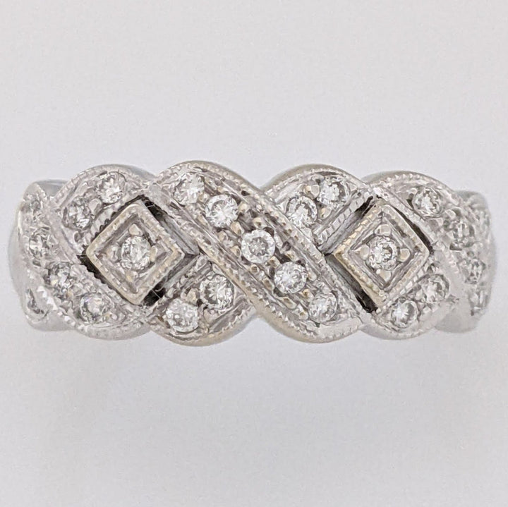 14KW .25 CARAT TOTAL WEIGHT DIAMOND ROUND (25) X-STYLE ESTATE BAND 4.8 GRAMS