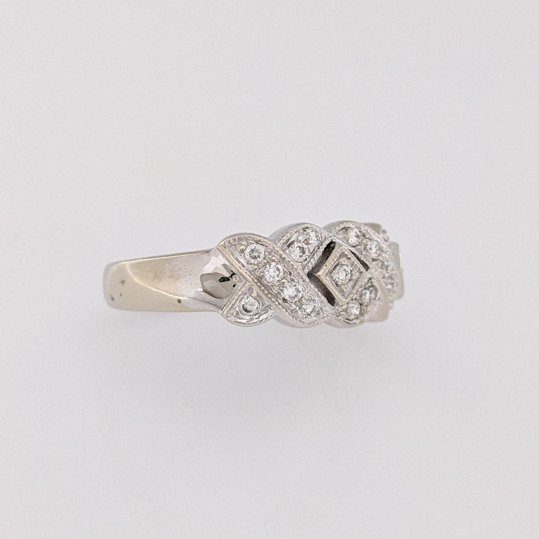 14K WHITE .25 CARAT TOTAL WEIGHT DIAMOND ROUND (25) X-STYLE ESTATE BAND 4.8 GRAMS