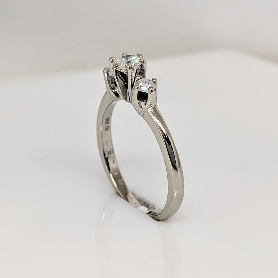 14K WHITE .47 CARAT TOTAL WEIGHT I1 H DIAMOND ROUND (3) TRINITY ESTATE RING 2.6 GRAMS