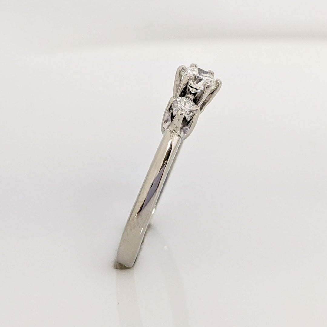 14K WHITE .47 CARAT TOTAL WEIGHT I1 H DIAMOND ROUND (3) TRINITY ESTATE RING 2.6 GRAMS