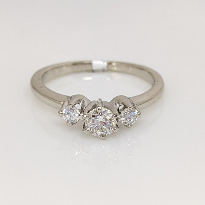 14K WHITE .47 CARAT TOTAL WEIGHT I1 H DIAMOND ROUND (3) TRINITY ESTATE RING 2.6 GRAMS