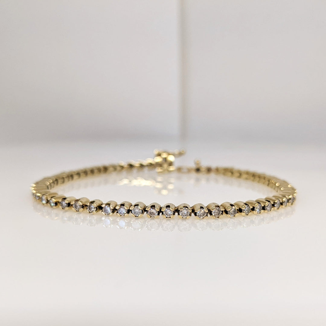 14K .96 CARAT TOTAL WEIGHT I1 J DIAMOND ROUND (68) ESTATE BRACELET 8.7 GRAMS