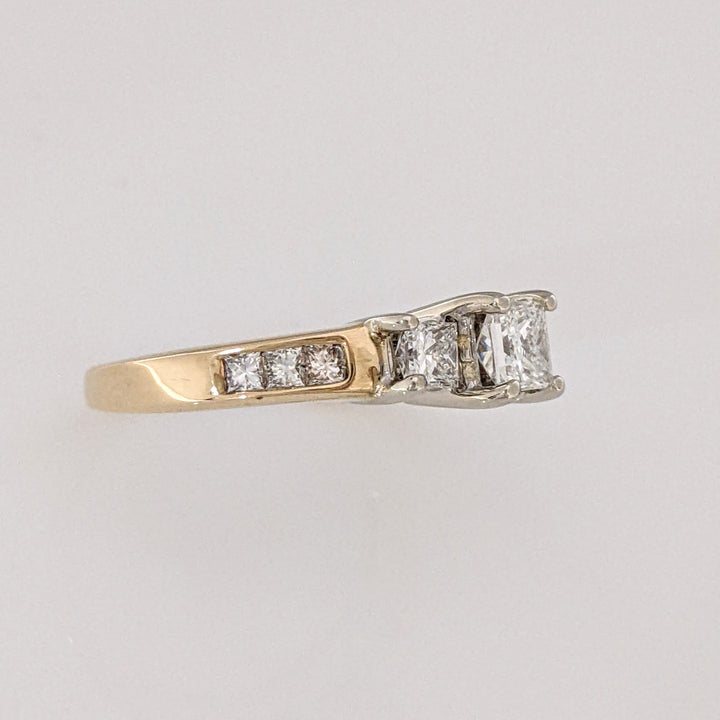 14K 1.01CTW I1 H DIAMOND PRINCESS CUT (9) ESTATE TRINITY RING 3.0 GRAMS