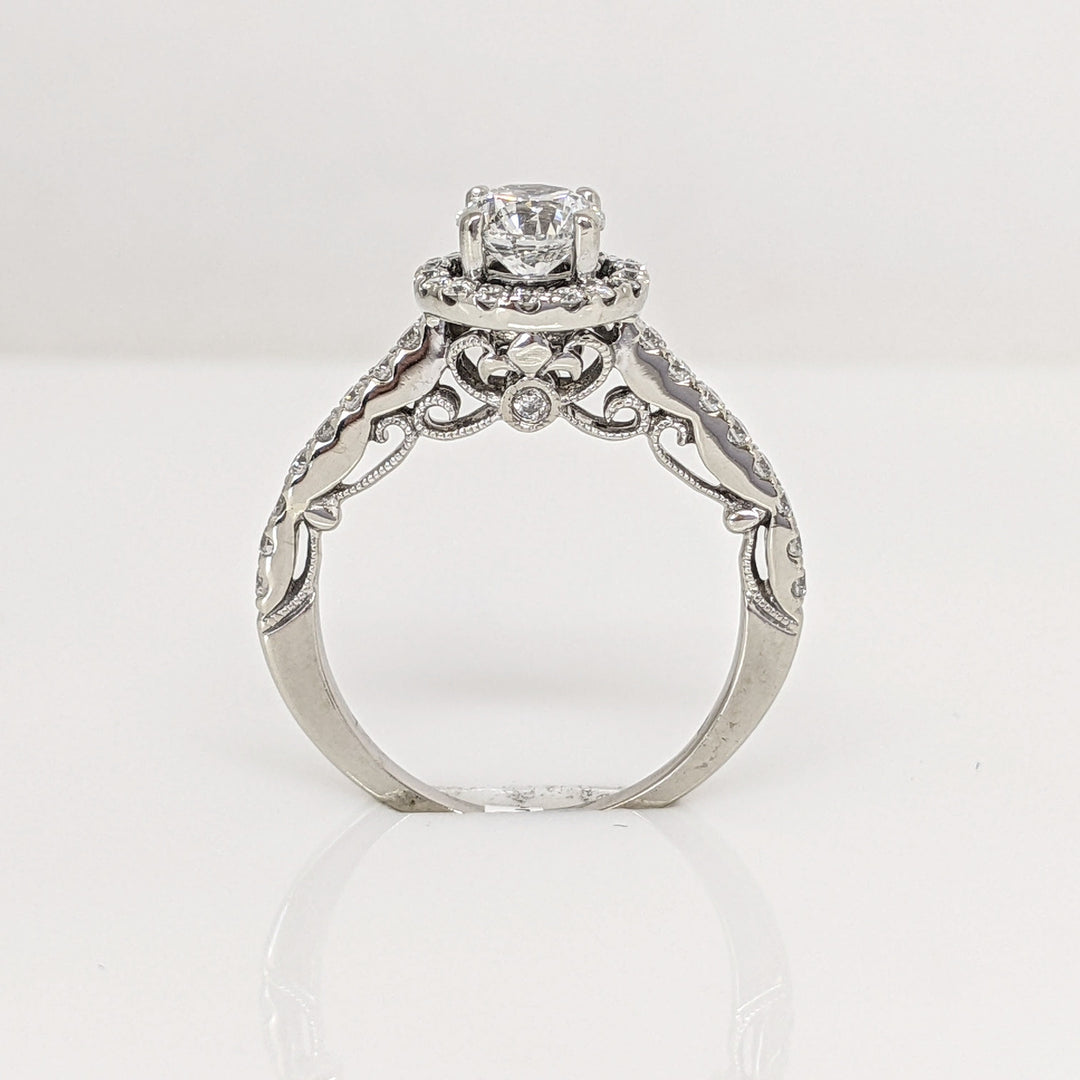 14K 1.11CTW SI2 F DIAMOND ROUND (36) ESTATE HALO RING 3.0 GRAMS