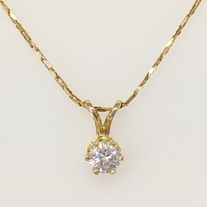 14K .22CT I1 I DIAMOND ROUND ESTATE PENDANT & CHAIN 1.6 GRAMS