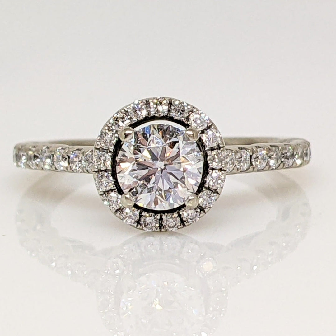 14K 1.11CTW SI2 F DIAMOND ROUND (36) ESTATE HALO RING 3.0 GRAMS