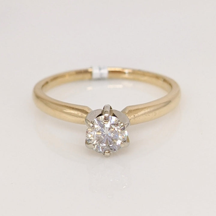 14K .48 CARAT TOTAL I1 I DIAMOND ROUND ESTATE SOLITAIRE RING 2.6 GRAMS