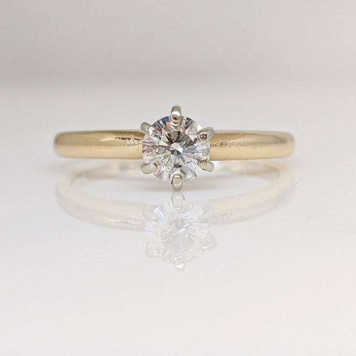 14K .48 CARAT TOTAL I1 I DIAMOND ROUND ESTATE SOLITAIRE RING 2.6 GRAMS