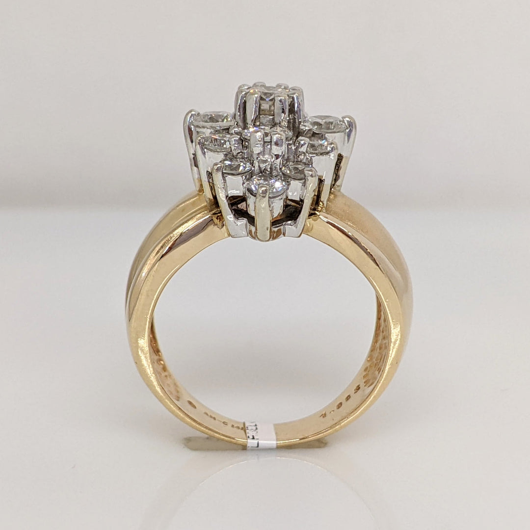 14K 2.00 CARAT TOTAL WEIGHT SI3-I1 I-J DIAMOND ROUND (15) CLUSTER ESTATE RING 11.0 GRAMS