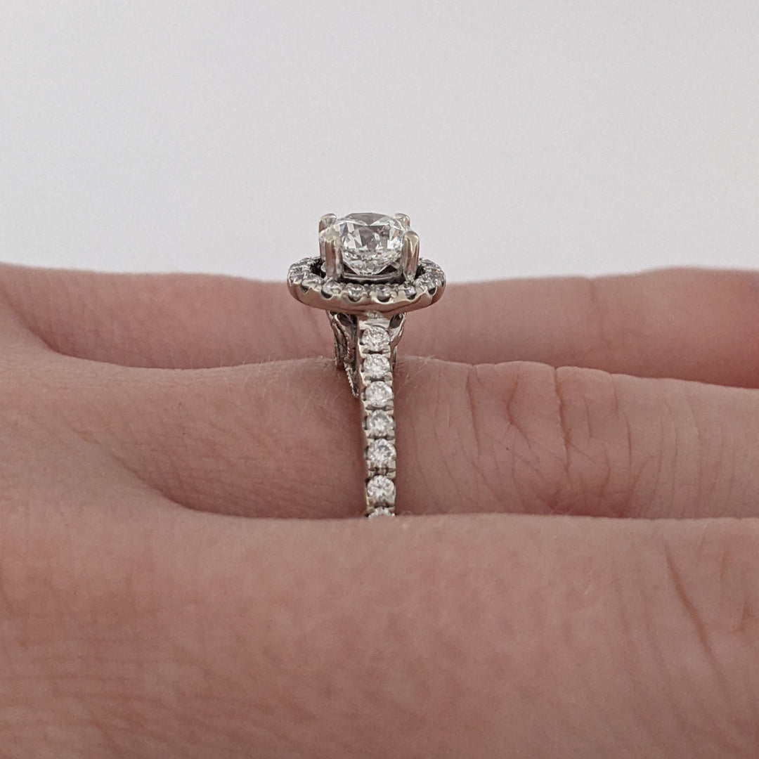 14K 1.11CTW SI2 F DIAMOND ROUND (36) ESTATE HALO RING 3.0 GRAMS