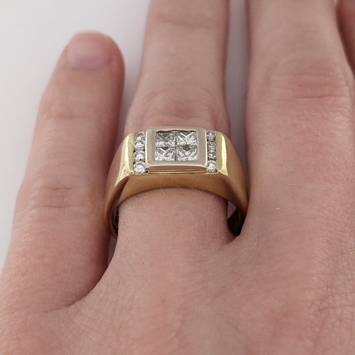 18K .80 CARAT TOTAL WEIGHT SI1 H DIAMOND PRINCESS CUT (4) ROUND (8) ESTATE RING 7.9 GRAMS