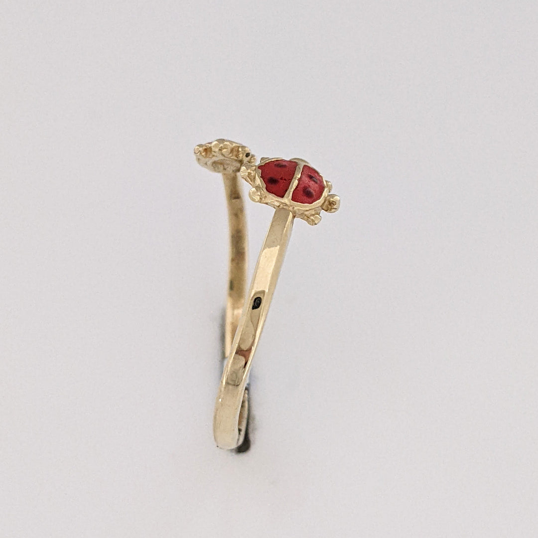 10K LADYBUG RED ENAMEL BYPASS ESTATE RING 1.0 GRAM