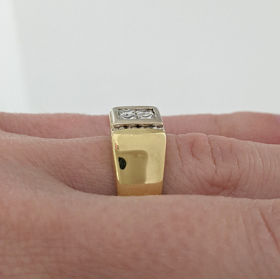 18K .80 CARAT TOTAL WEIGHT SI1 H DIAMOND PRINCESS CUT (4) ROUND (8) ESTATE RING 7.9 GRAMS