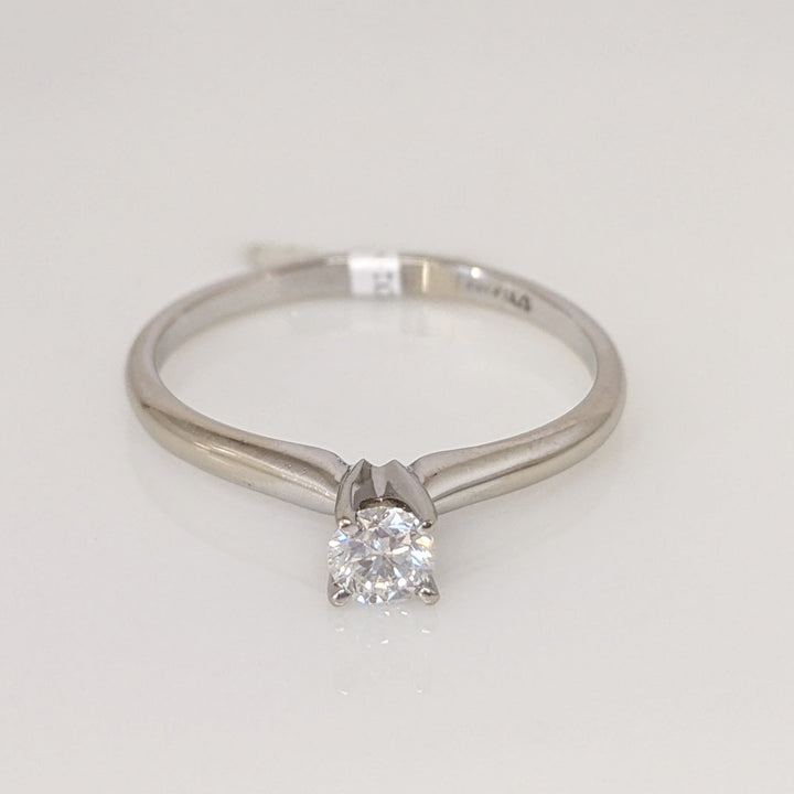 14K WHITE .30 CARAT TOTAL SI2 F DIAMOND ROUND ESTATE SOLITAIRE RING 2.4 GRAMS