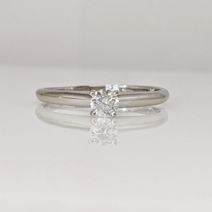 14K WHITE .30 CARAT TOTAL SI2 F DIAMOND ROUND ESTATE SOLITAIRE RING 2.4 GRAMS