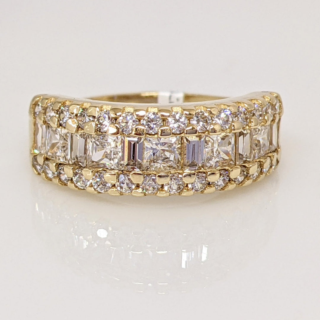 14K CUBIC ZIRCONIA ROUND/BAGETTE/PRINCESS CUT ESTATE BAND 4.1 GRAMS