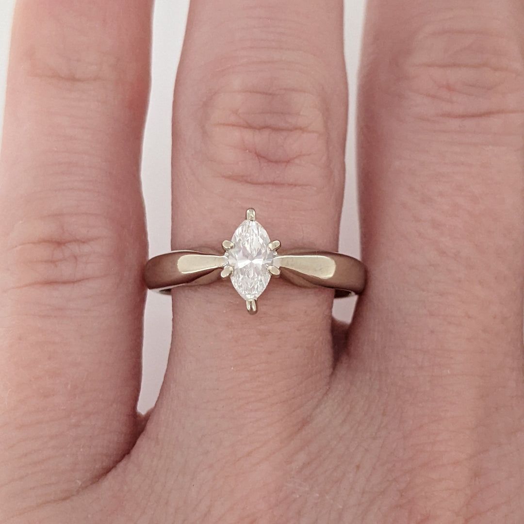 14K WHITE .33 CARAT TOTAL VS2 F DIAMOND MARQUISE ESTATE RING 3.0 GRAMS