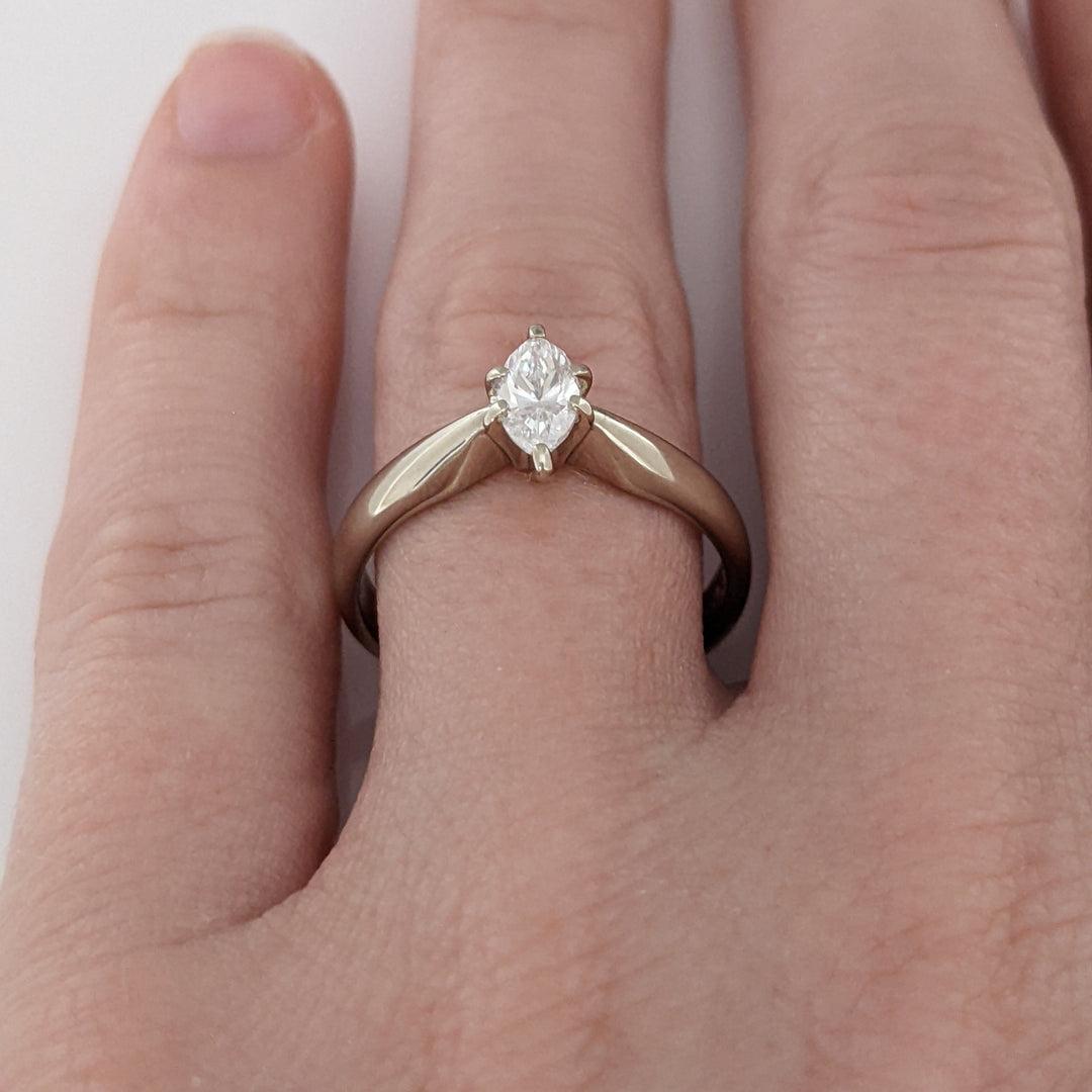 14K WHITE .33 CARAT TOTAL VS2 F DIAMOND MARQUISE ESTATE RING 3.0 GRAMS