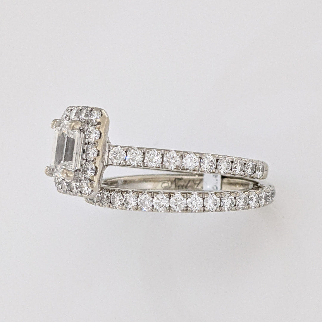 14KW 1.87 CARAT TOTAL WEIGHT SI2 I DIAMOND EMERALD CUT WITH (59) ROUND NEIL LANE ESTATE BAND/ RING SET 6.4 GRAMS