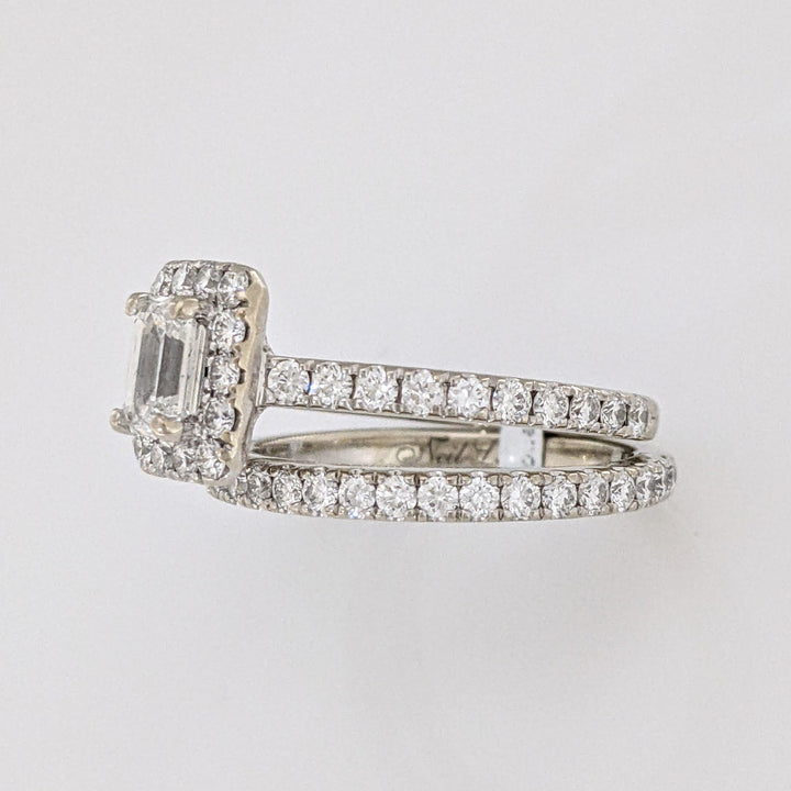 14KW 1.87 CARAT TOTAL WEIGHT SI2 I DIAMOND EMERALD CUT WITH (59) ROUND NEIL LANE ESTATE BAND/ RING SET 6.4 GRAMS